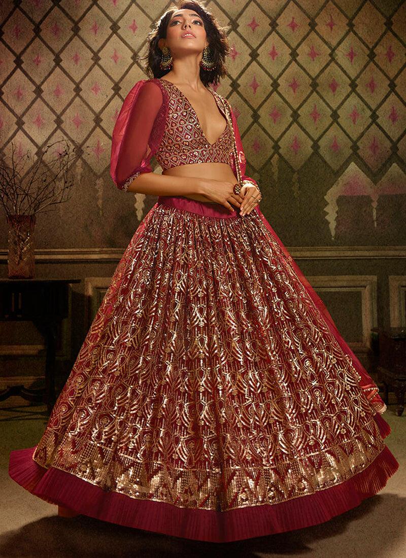 Unbeatable Maroon Soft Net Base Sangeet Wear Lehenga Choli Cheap Sale Pay With Paypal