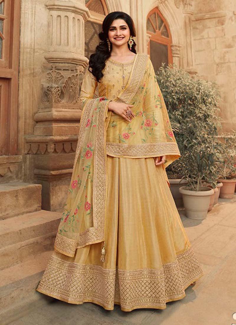 Fascinating Yellow Color With Floor Length Gown Low Cost For Sale