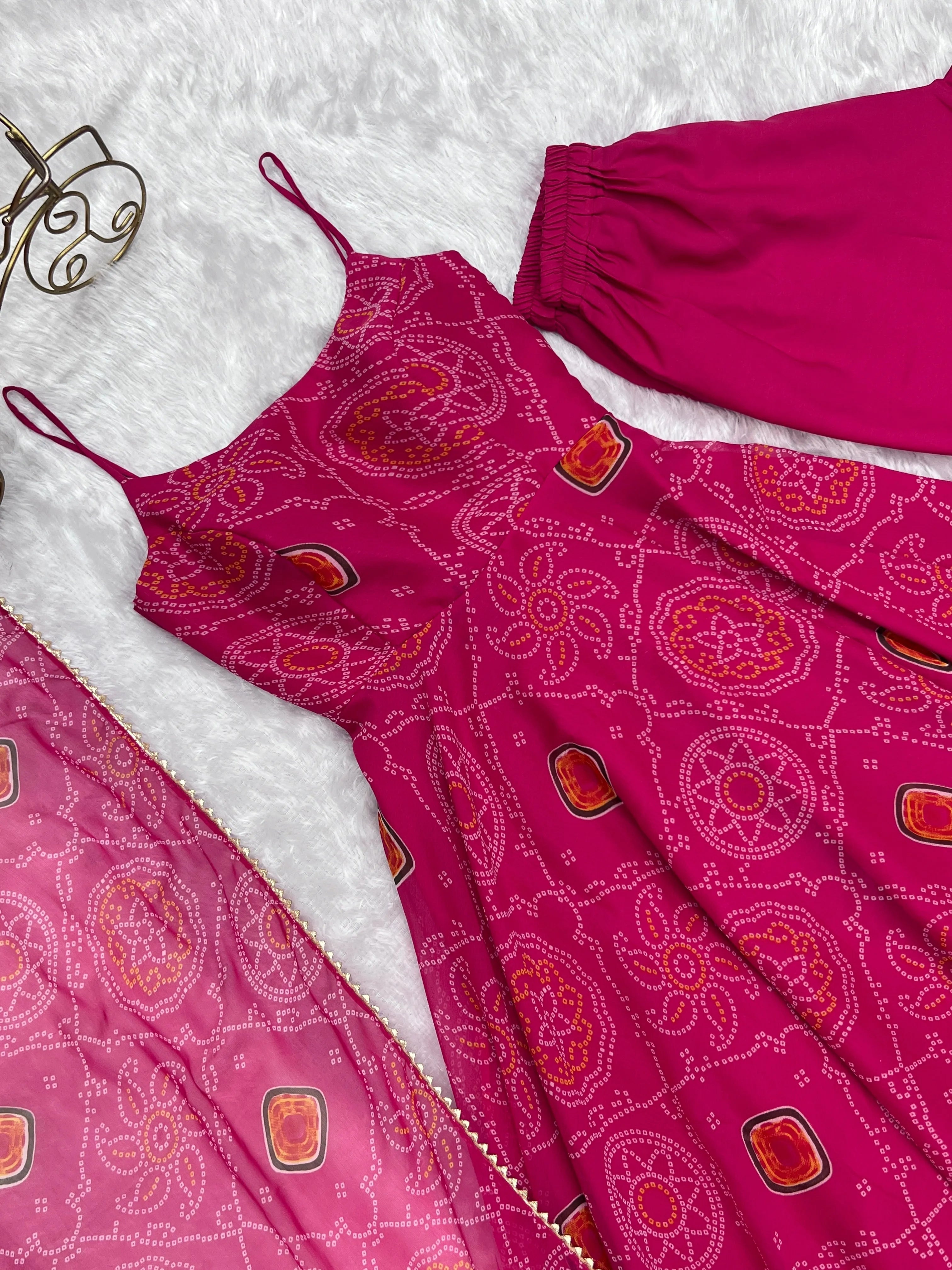 Elegant Pink Chiffon Anarkali Dress with Dupatta Clearance Clearance