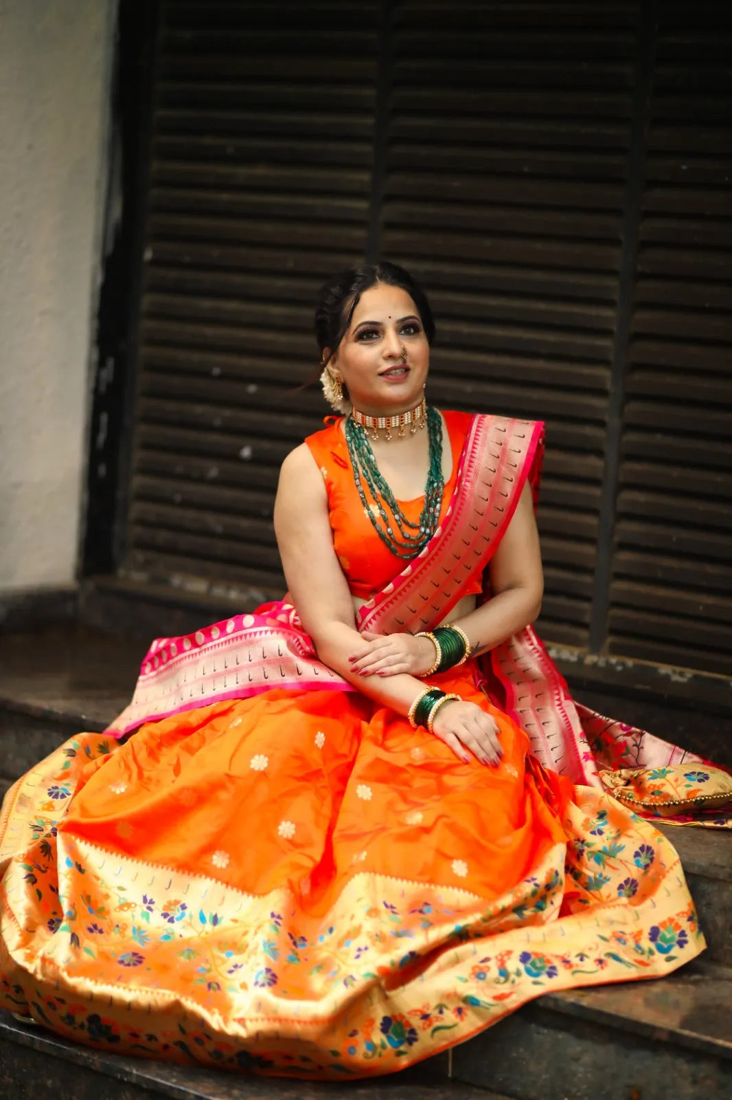 Traditional Orange Silk Weave Lehenga Choli Sale Comfortable