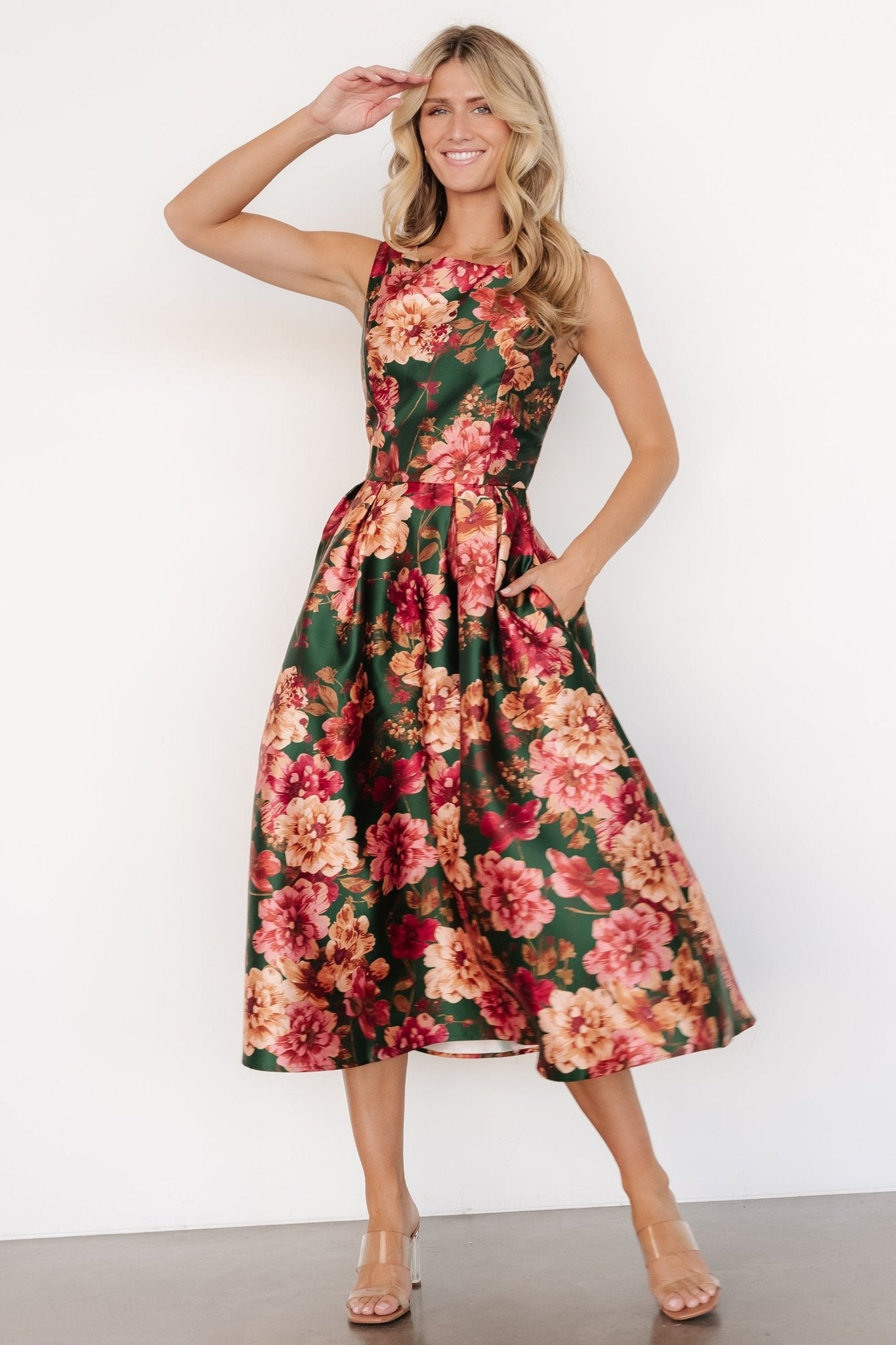 Wendy Sleeveless Dress | Emerald Multi Floral Latest