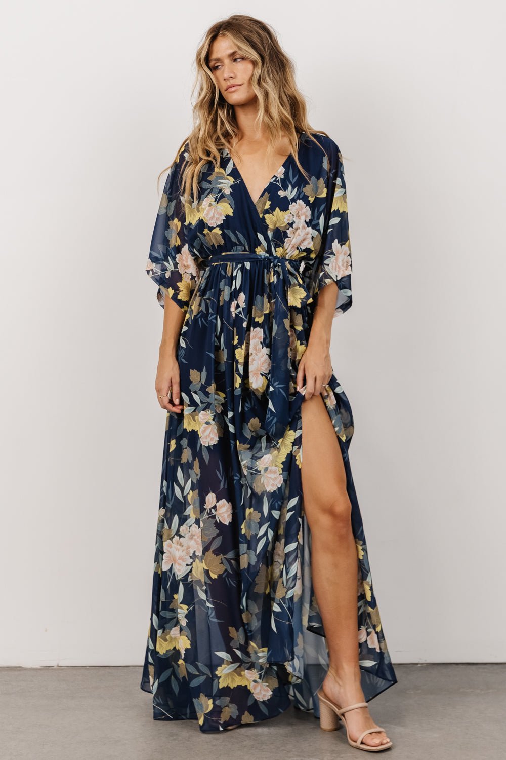 Kia Kimono Maxi Dress | Navy Floral Fashion Style Cheap Online