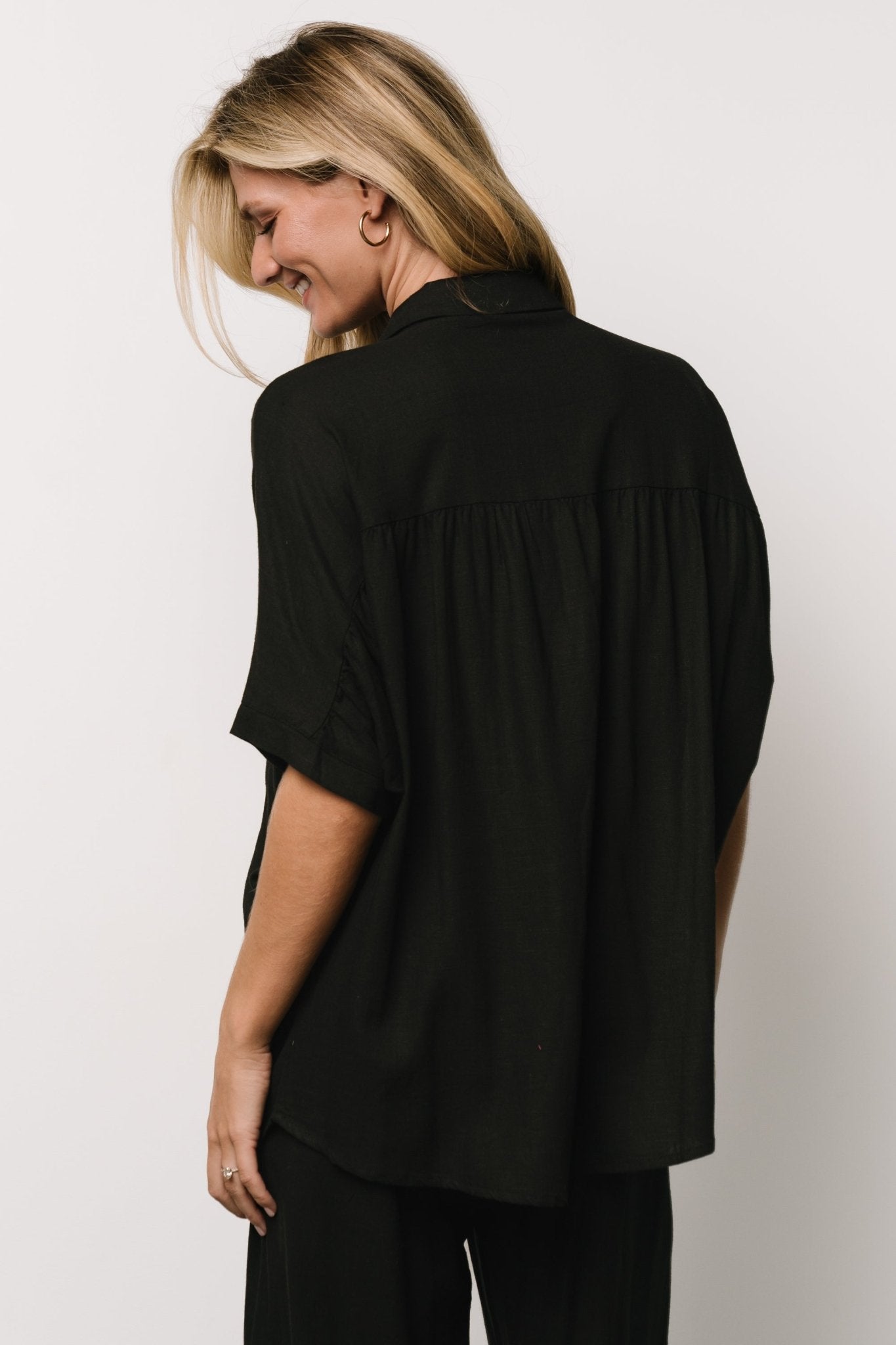 Romy Button Top | Black Discount Low Shipping Fee