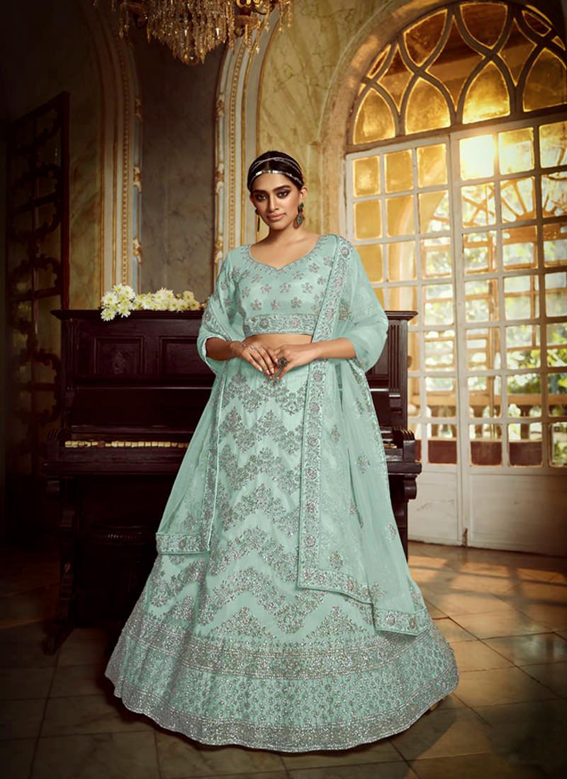 Charismatic Sky Blue Zarkan Dori Soft Net Lehenga Choli Set Outlet Nicekicks