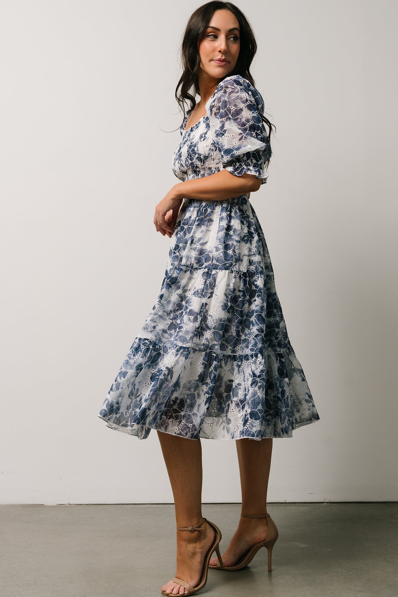 Hazel Eyelet Midi Dress | Navy Clearance Nicekicks