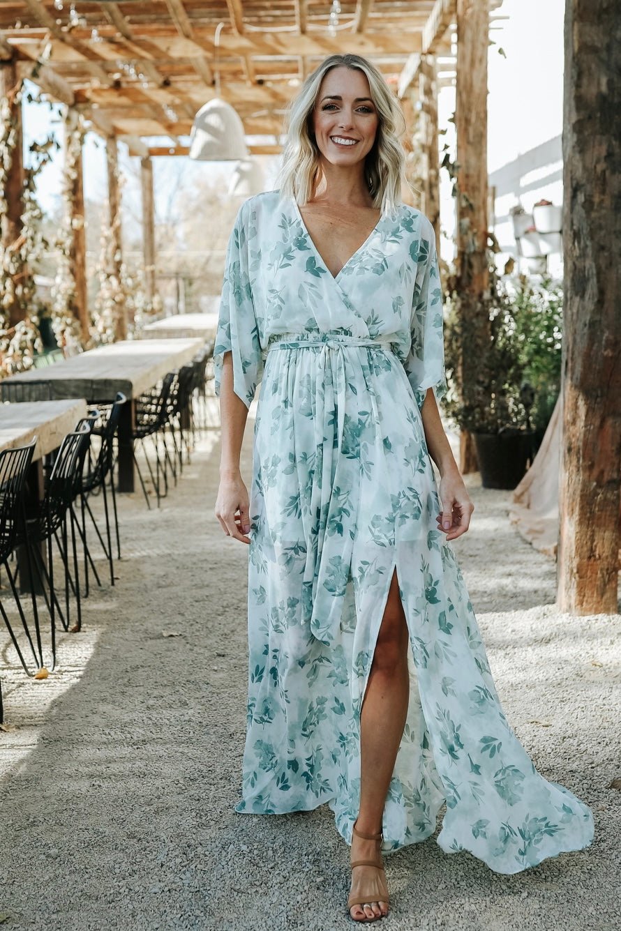 Kia Kimono Maxi Dress | Sage Floral Buy Cheap Fashion Style