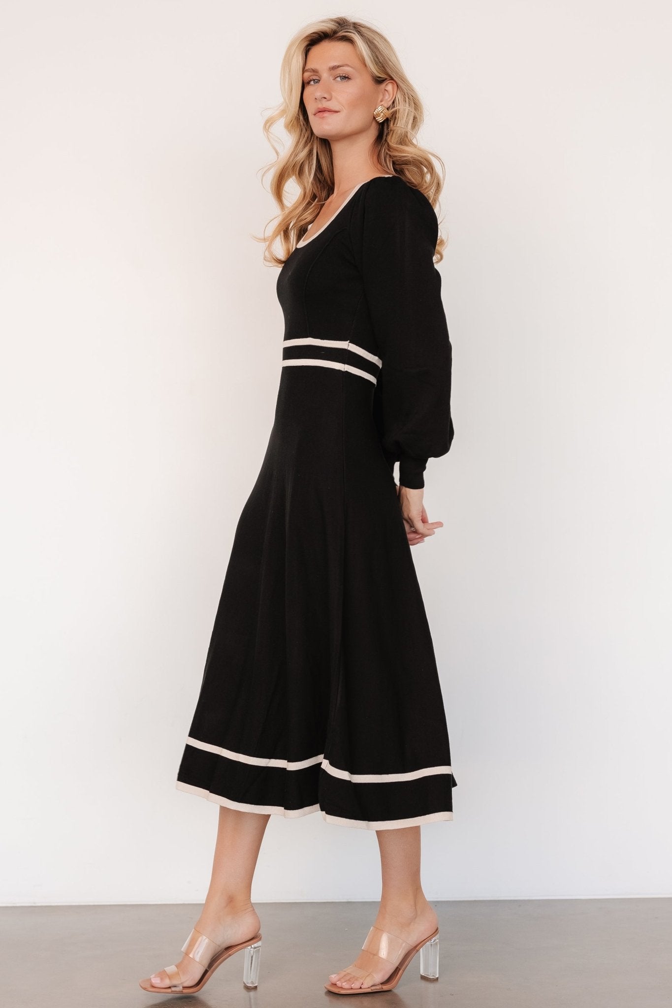 Winslet Knit Dress | Black + Cream Inexpensive