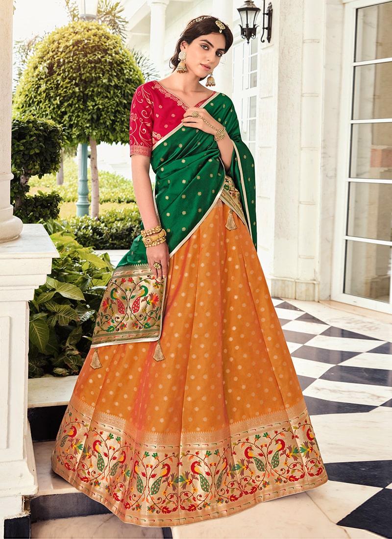 Digital Print Mustard Banarasi Lehenga With Dupatta Good Selling Cheap Online