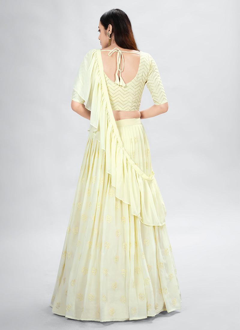 Thread Work Yellow Designer Chaniya Choli Discount For Cheap