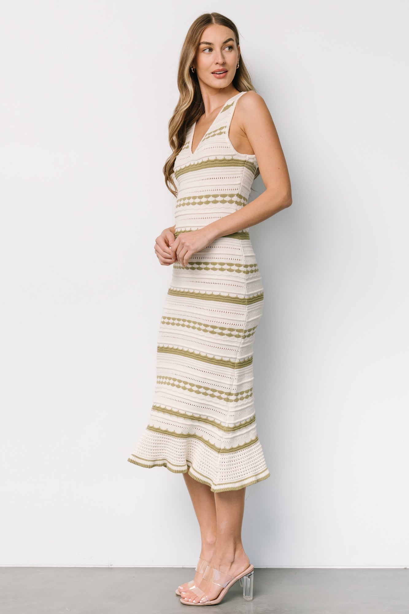 Nicolette Pointelle Dress | Cream + Sage Clearance Online