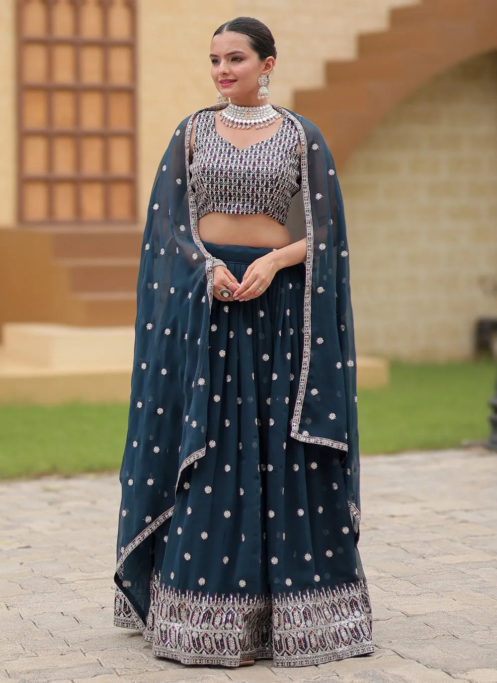 Designer Dark Grey Classic  Lehenga Choli Set Buy Cheap Popular