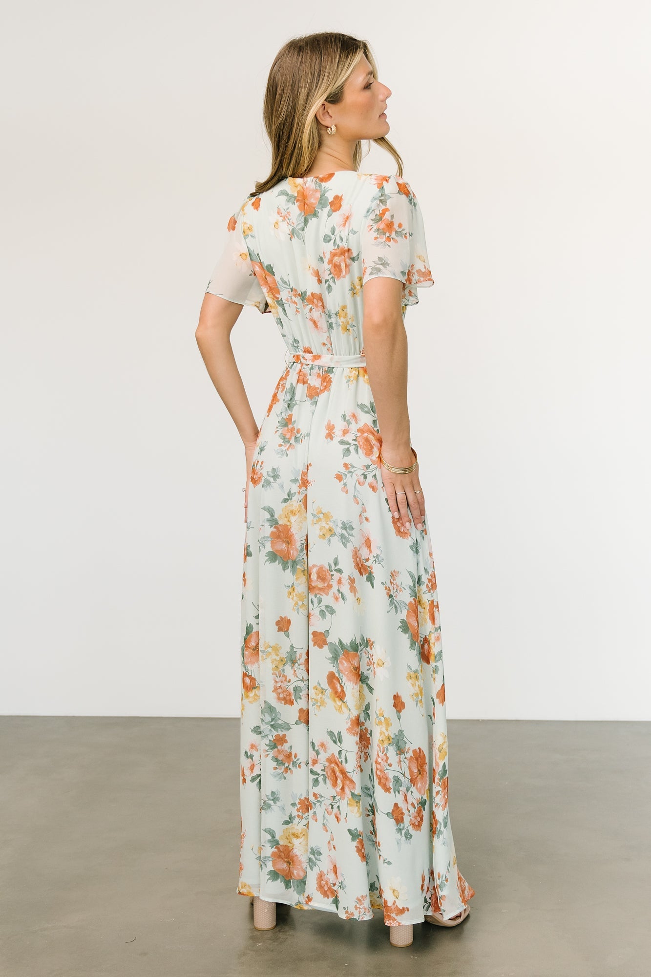 Naomi Short Sleeve Maxi Dress | Sage Floral Free Shipping Footlocker Finishline