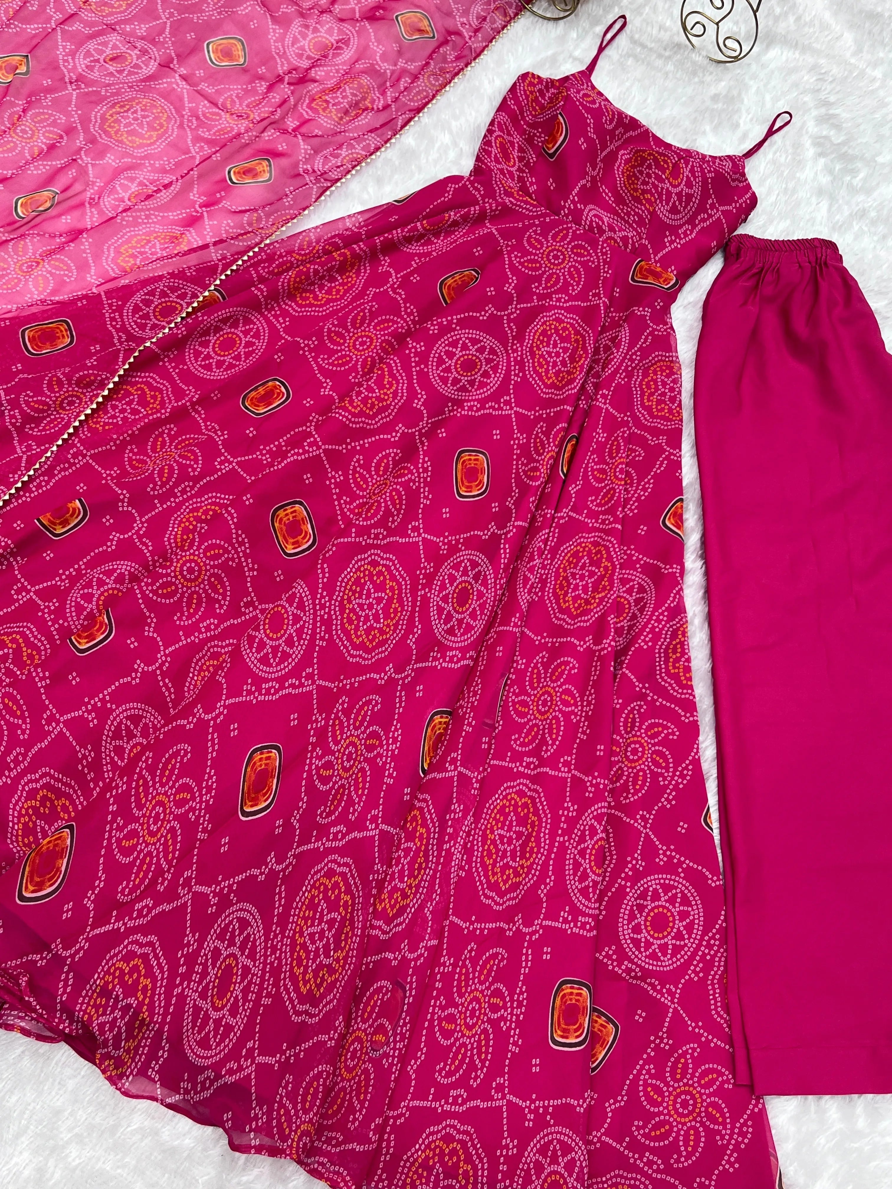 Elegant Pink Chiffon Anarkali Dress with Dupatta Clearance Clearance