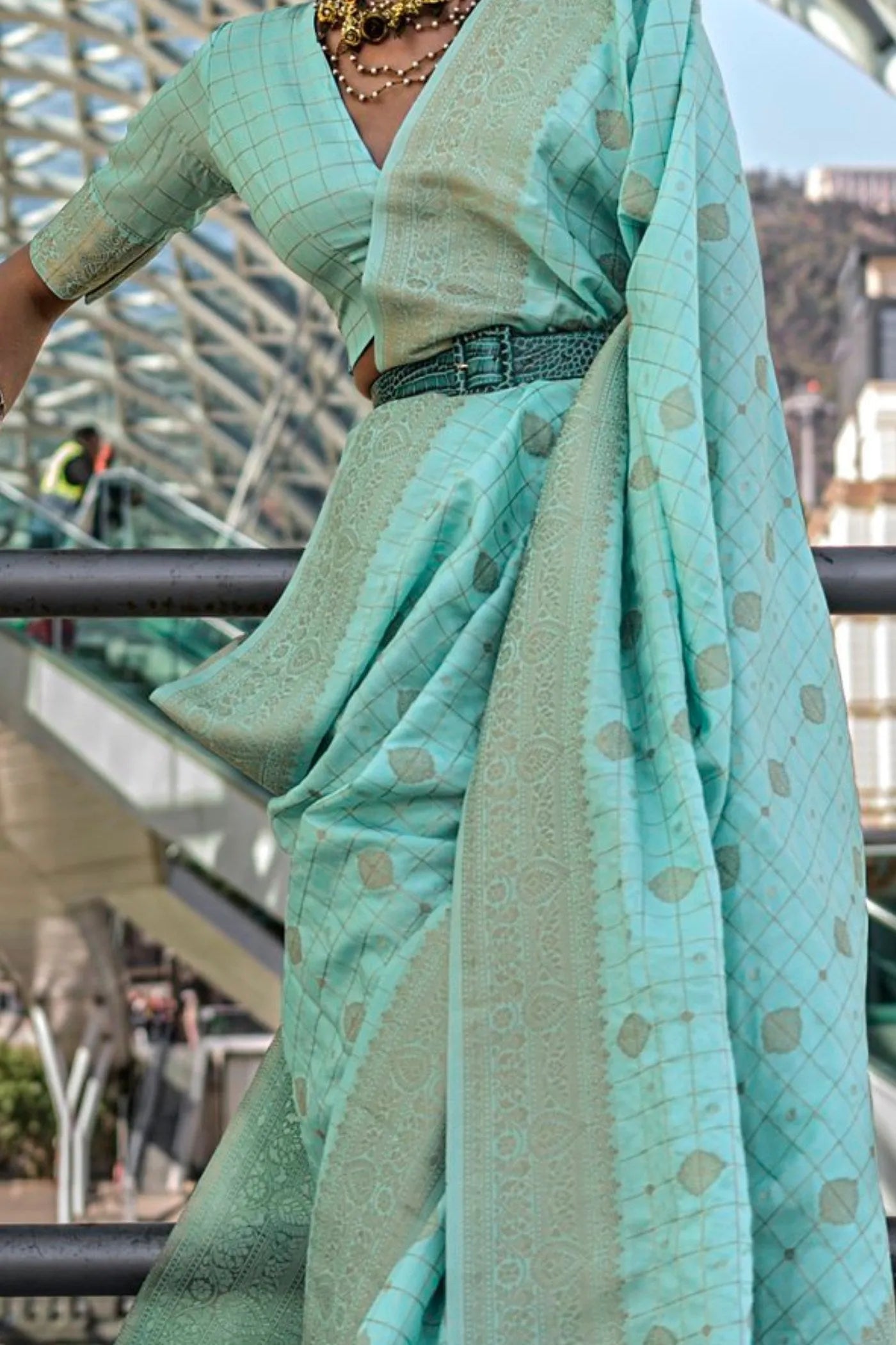 Treadwind Blue Katan Silk Weaving Worked Designer Saree Outlet Big Discount