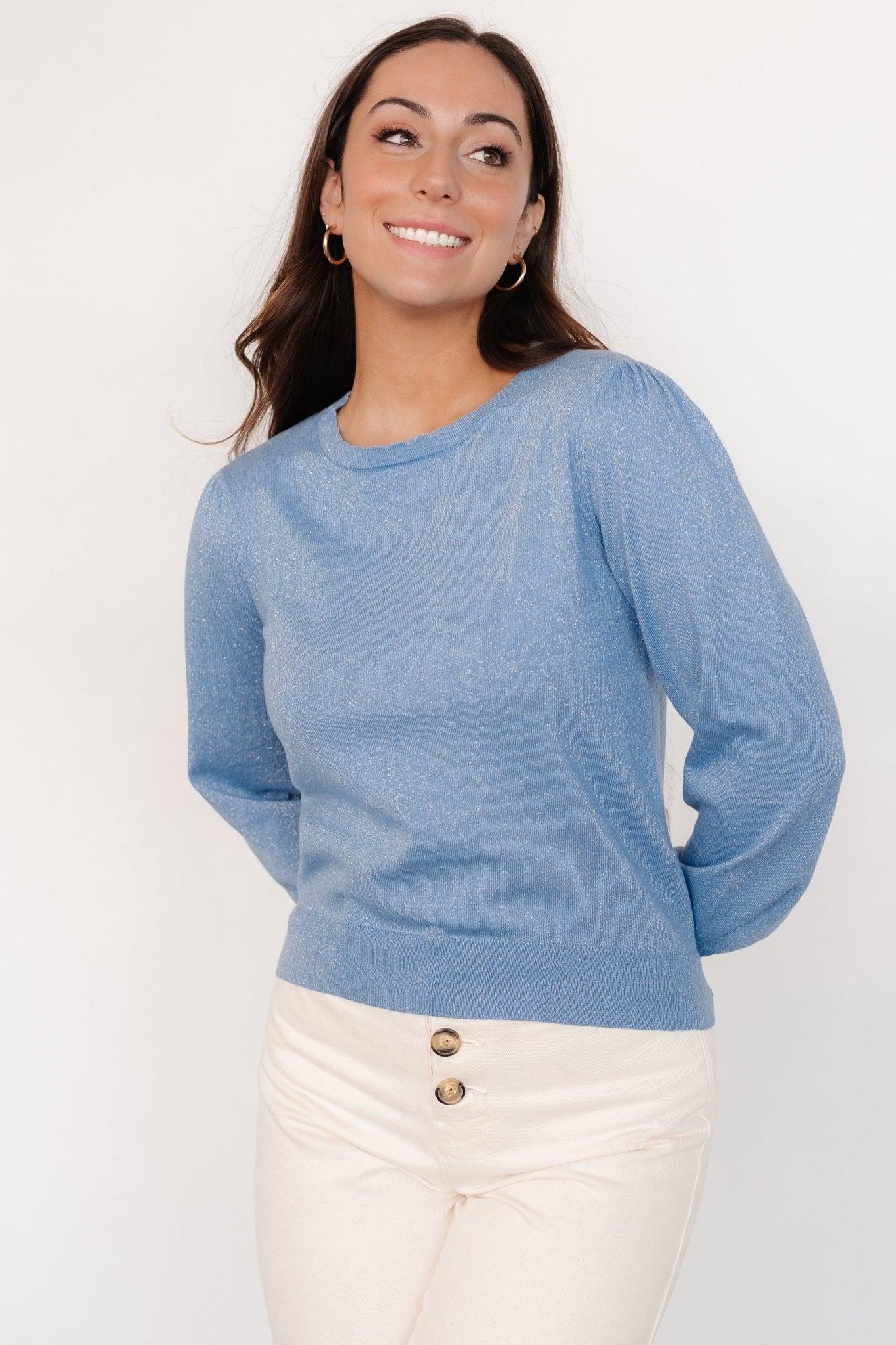 Benson Shimmer Sweater Top | Blue Cheap Best