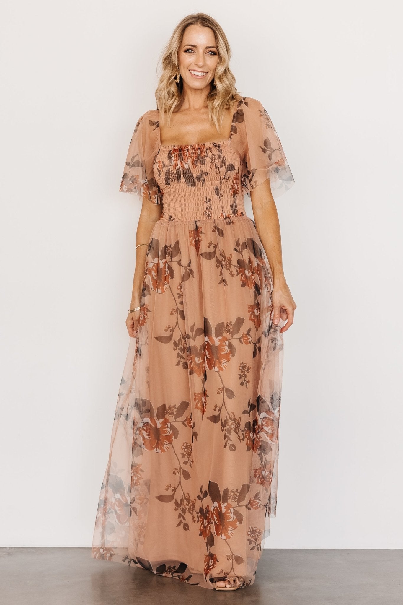 Cassandra Tulle Maxi Dress | Copper Floral Brand New Unisex Sale Online