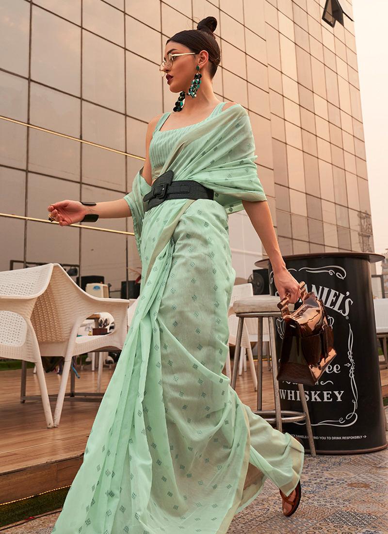 Classic Wear Sea Green Viscose Silk Saree Discount Pay With Paypal