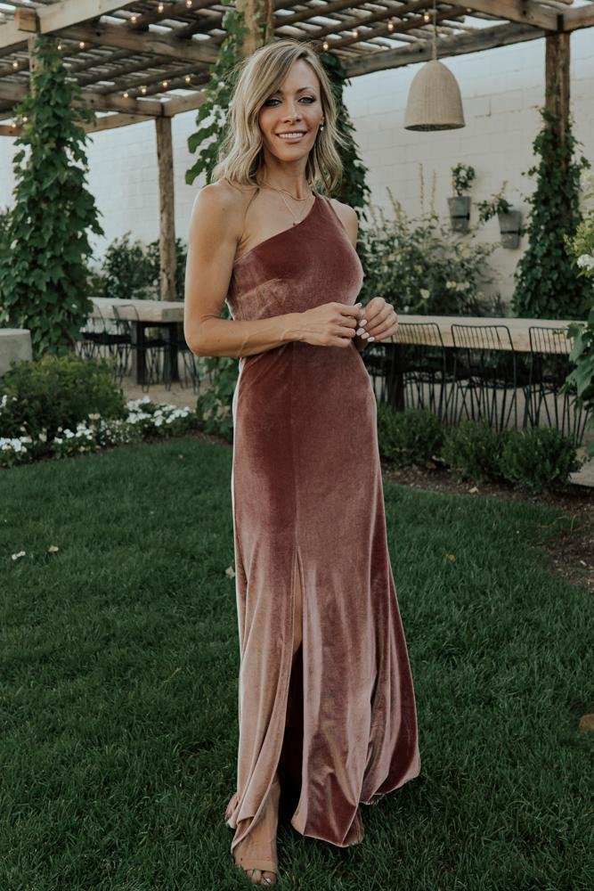 Tatiana Velvet One Shoulder Maxi Dress | Rose Cheap Sale Free Shipping