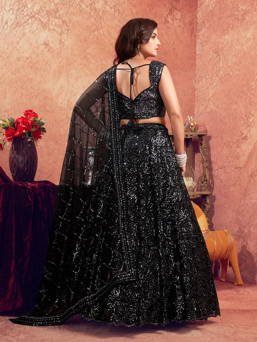 Classic Black Net Lehenga For Bridal Limited Edition