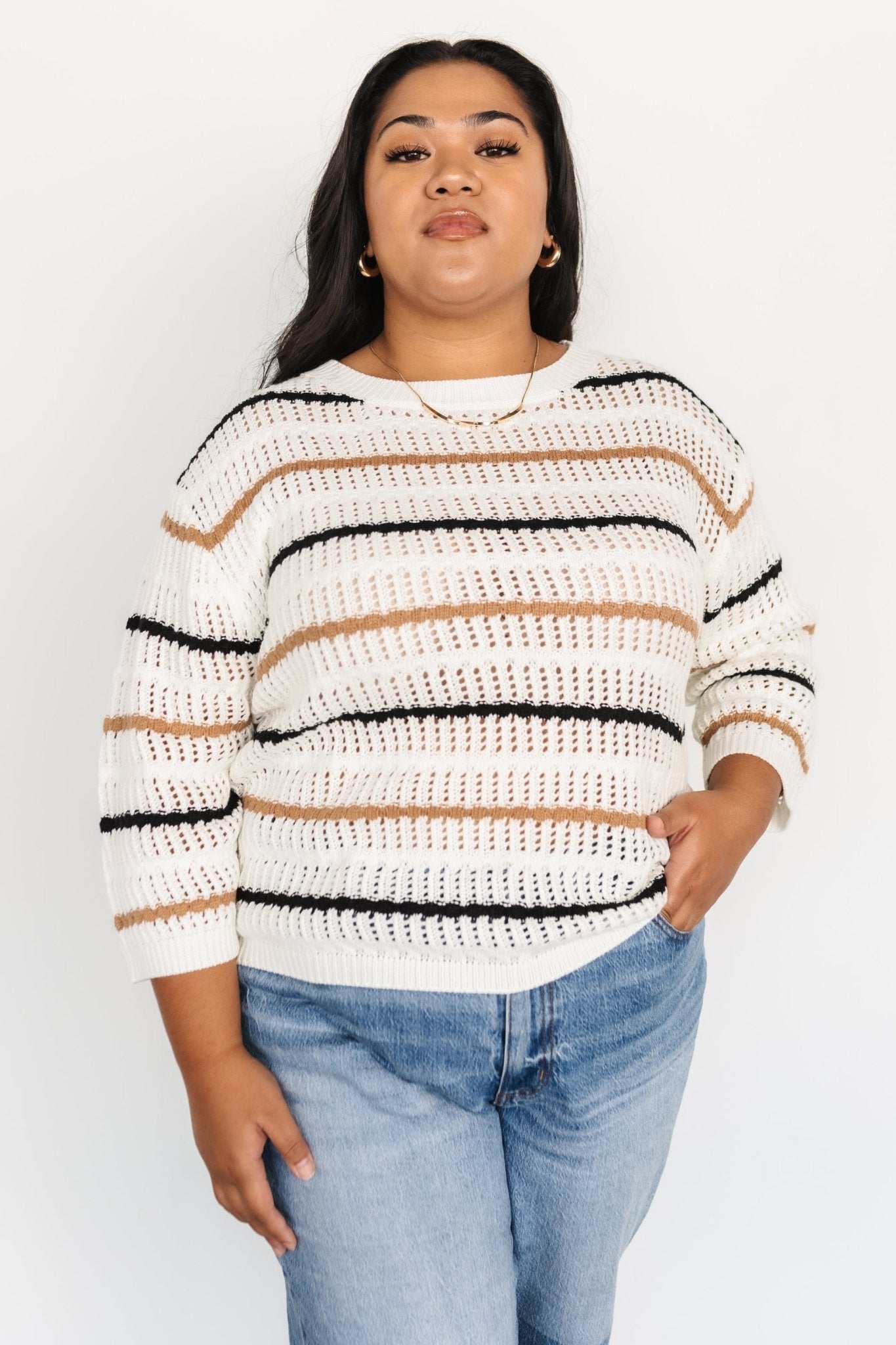 Sundance Knit Sweater Top | Ivory Multi Stripe Sale Fashion