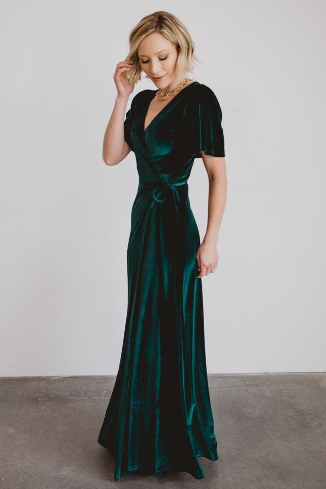 Meghan Velvet Wrap Maxi Dress | Emerald Store Cheap Online