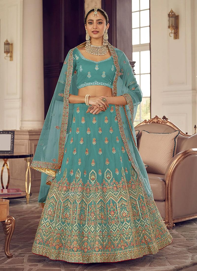 Organza Base Bridesmaid Turquoise Lehenga Choli Find Great For Sale