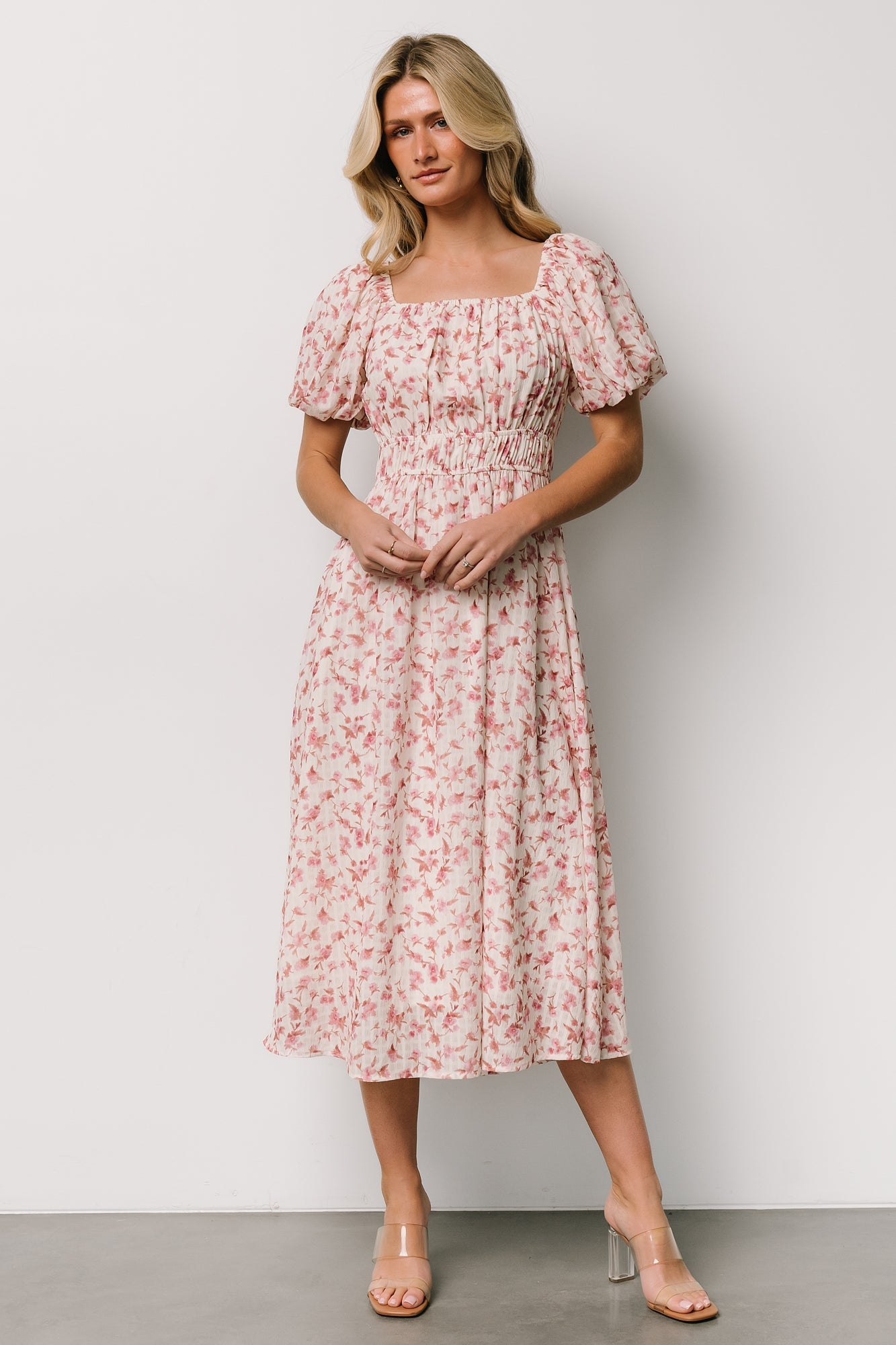 Dorine Midi Dress | Ivory + Blush Floral The Cheapest