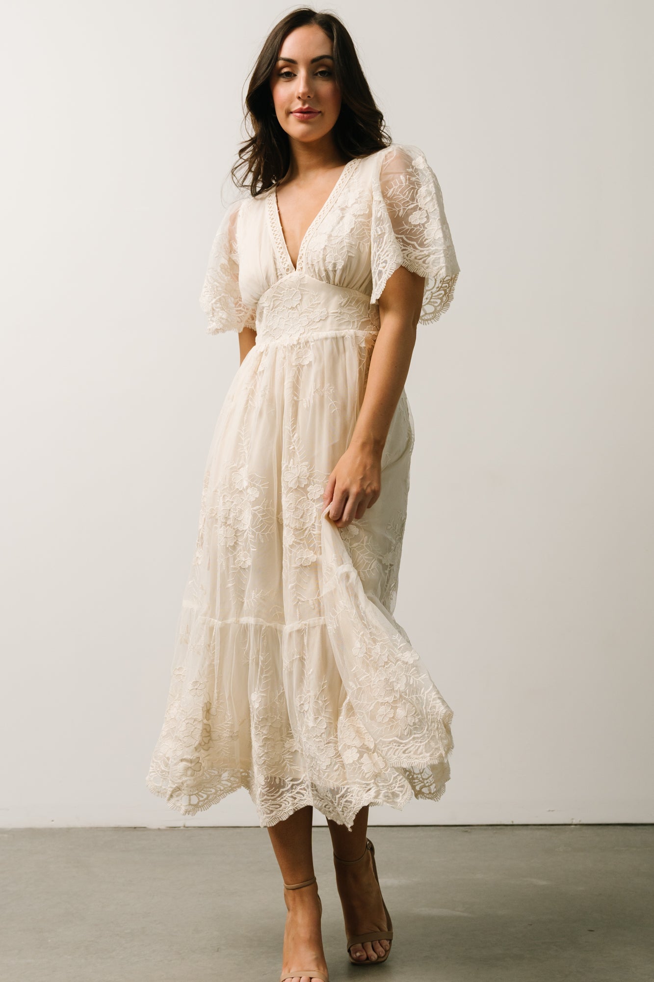 Clarisa Lace Midi Dress | Vintage Cream Cheap Fake