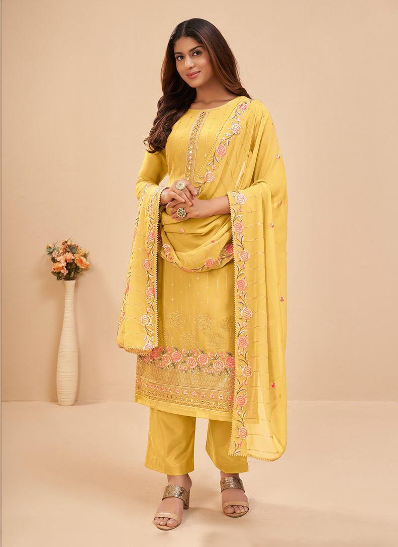 Yellow Pant Style Salwar Kameez Visit New Cheap Pice