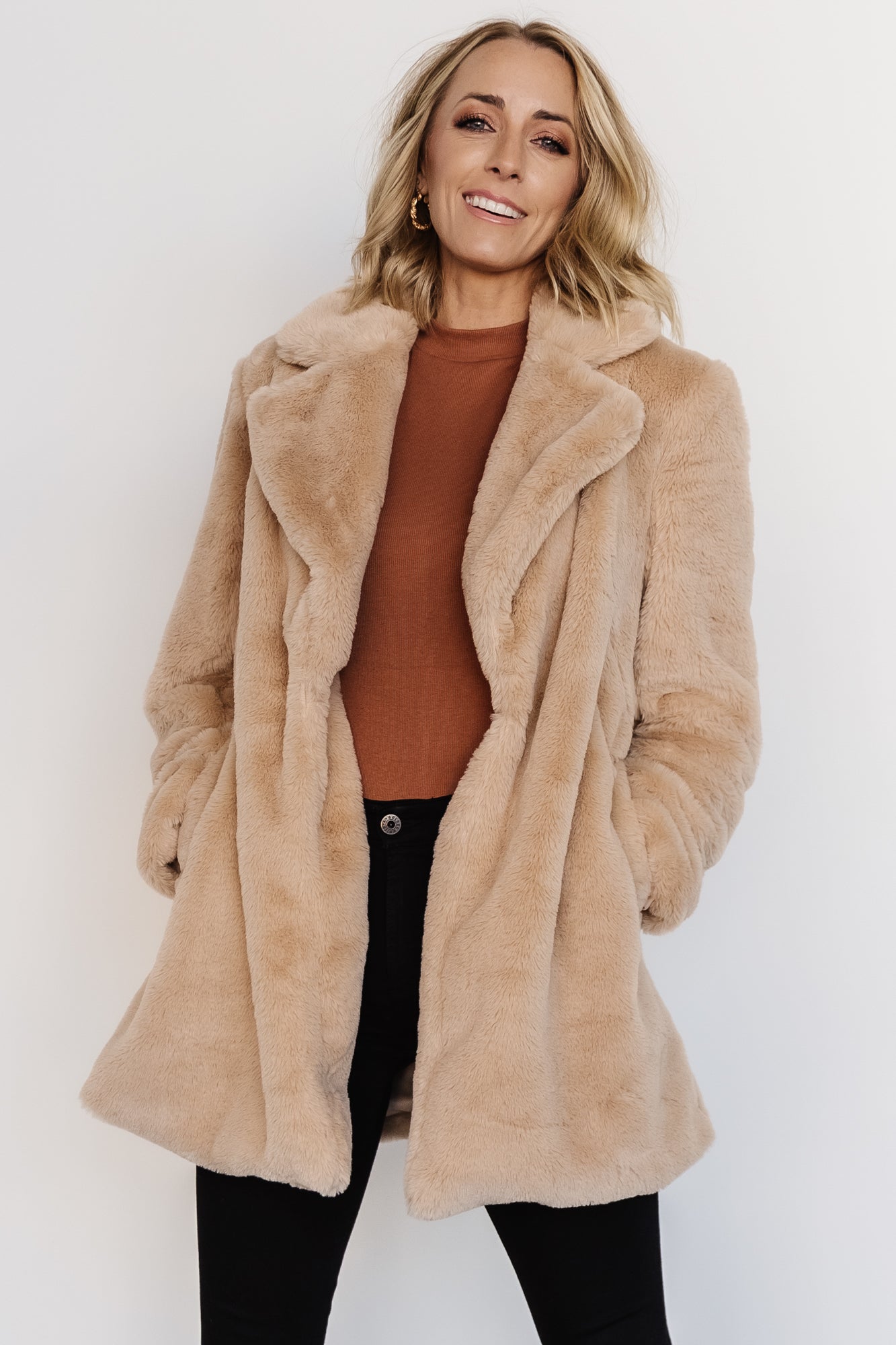 Narla Faux Fur Coat | Oatmeal Sale Low Cost