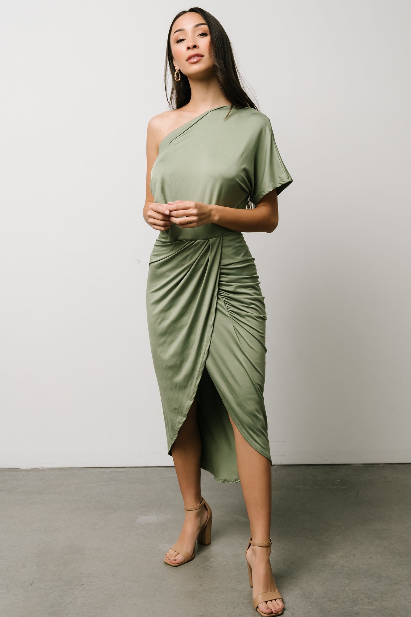 Addison Midi Dress | Dusty Sage Quality Original