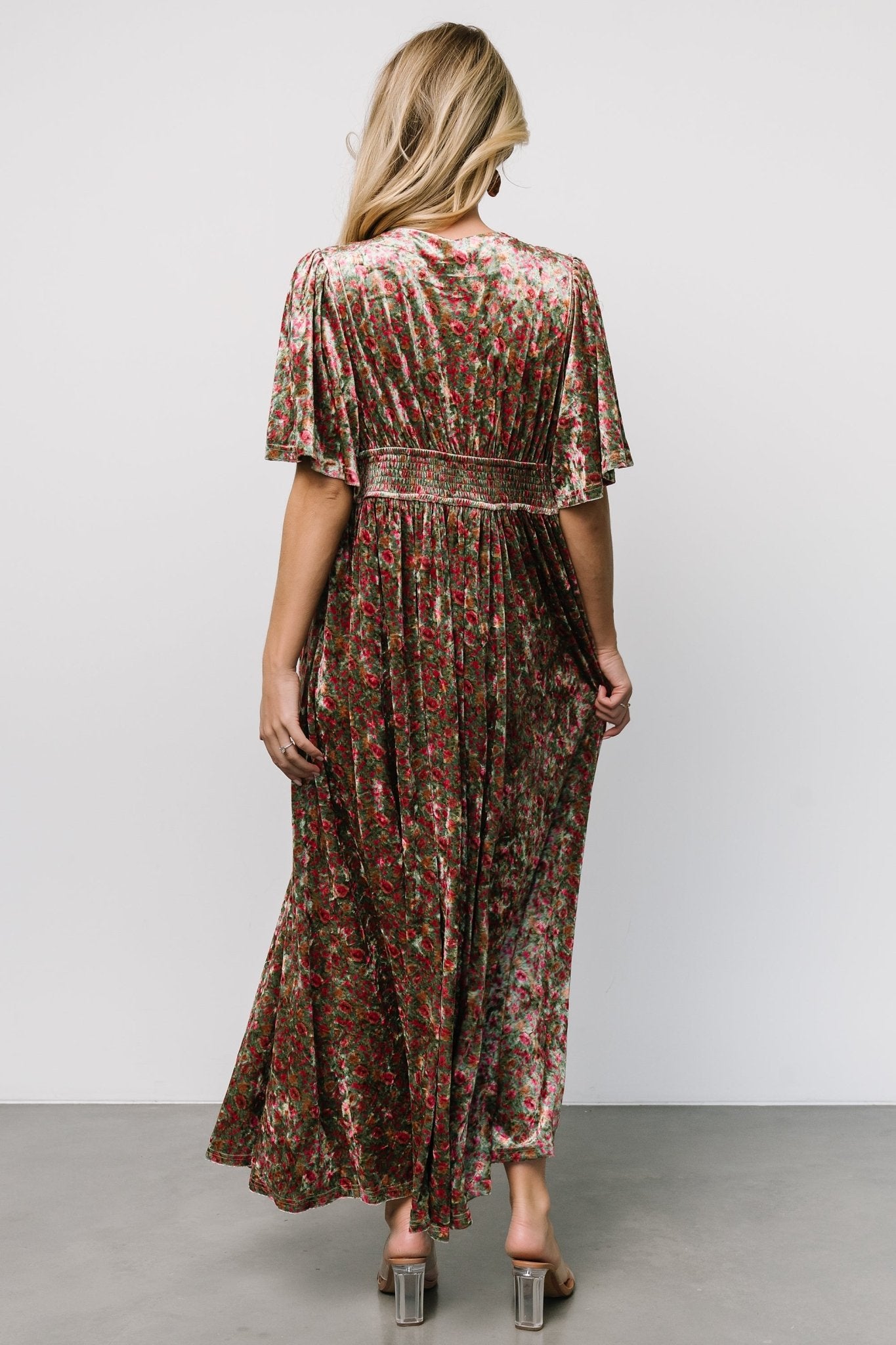 Irina Velvet Maxi Dress | Green Multi Floral Outlet Locations