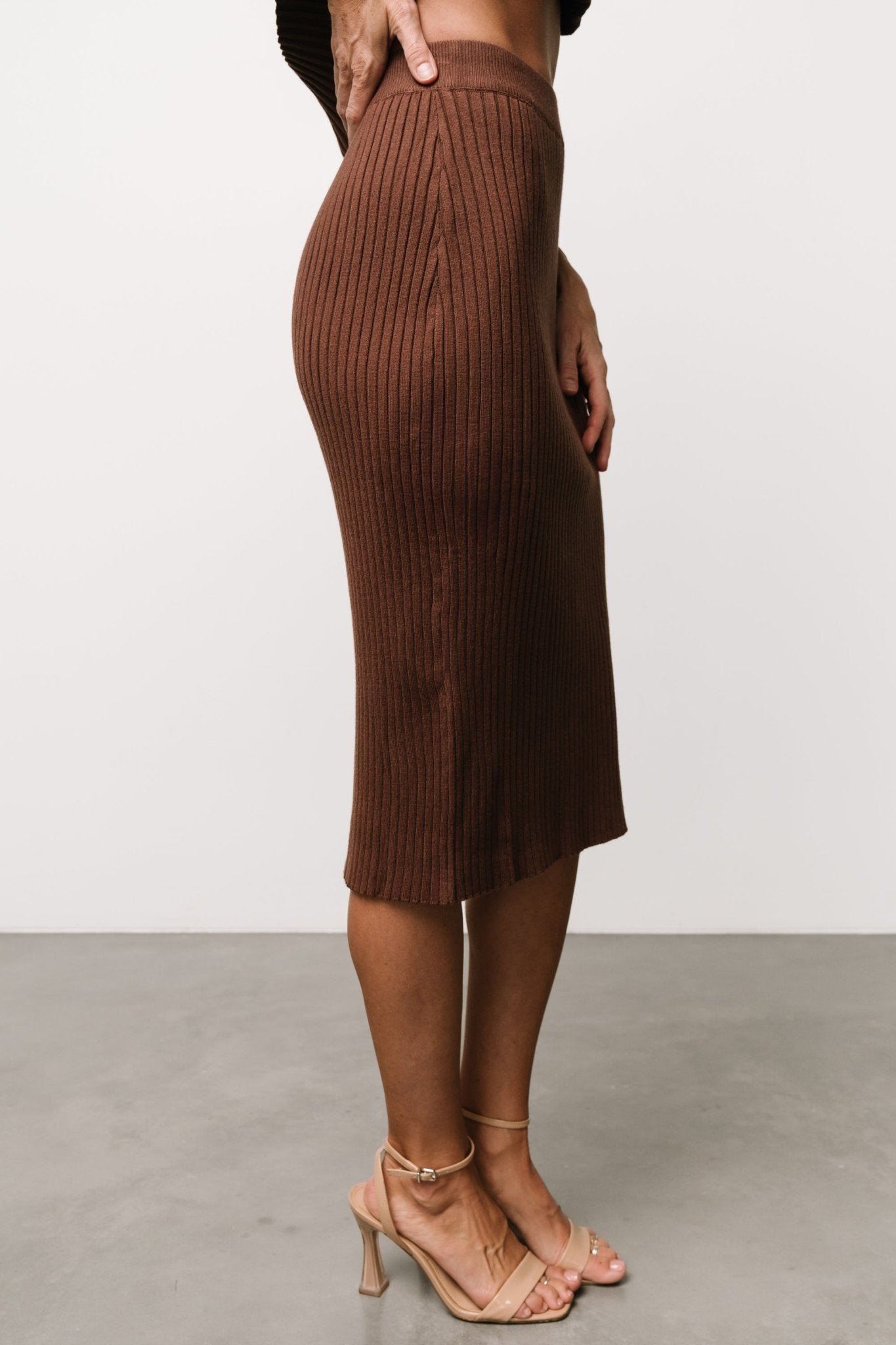 Stormi Ribbed Midi Skirt | Brown 100% Original Cheap Pice