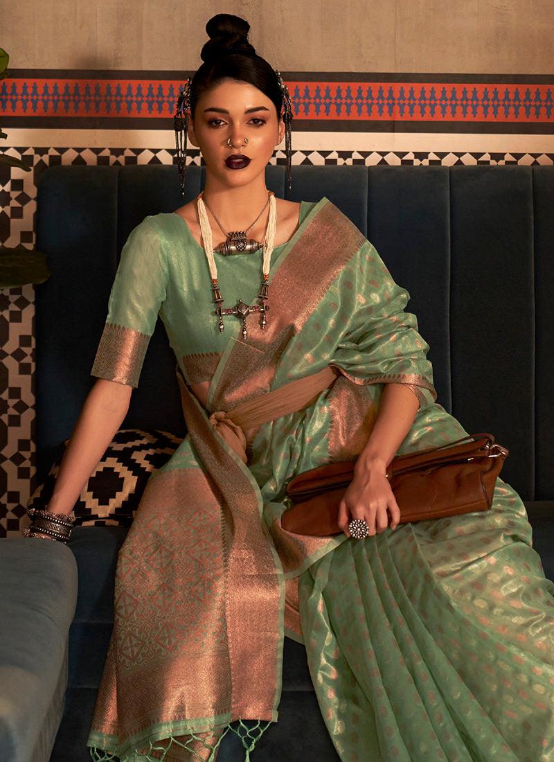 Silk Weaving Sea Green Classic Wear Saree Buy Cheap Websites