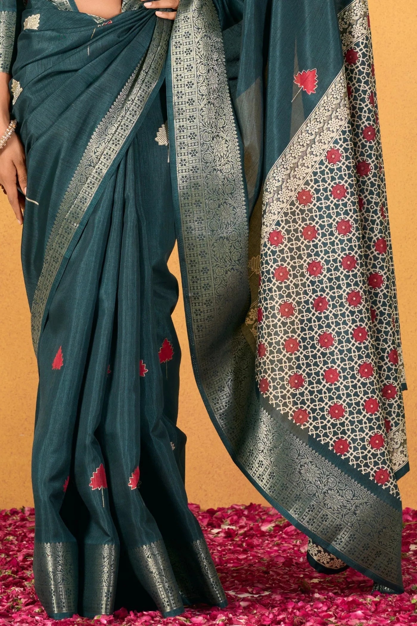 Mineral Green Soft Dola Silk Saree Featuring Detailed Woven Artistry Genuine Sale Online