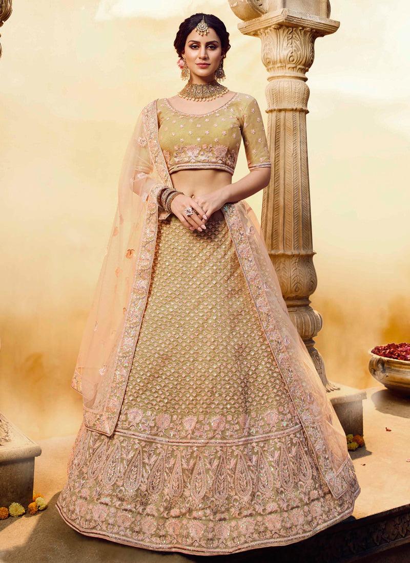 Golden Motiwork And Dori Soft Net Flared Lehenga Choli Official Site