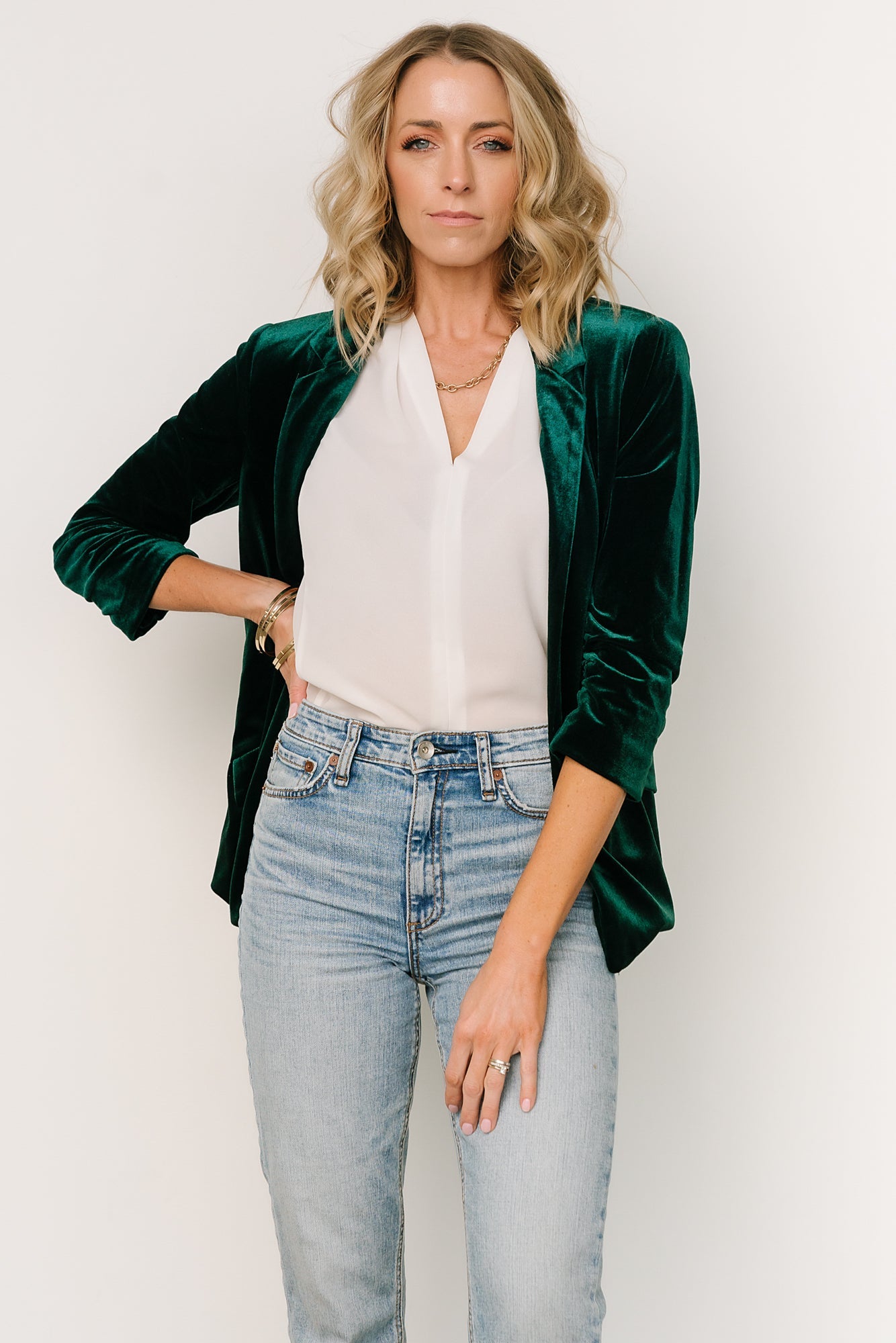 Brinton Velvet Blazer | Dark Green Outlet Lowest Pice