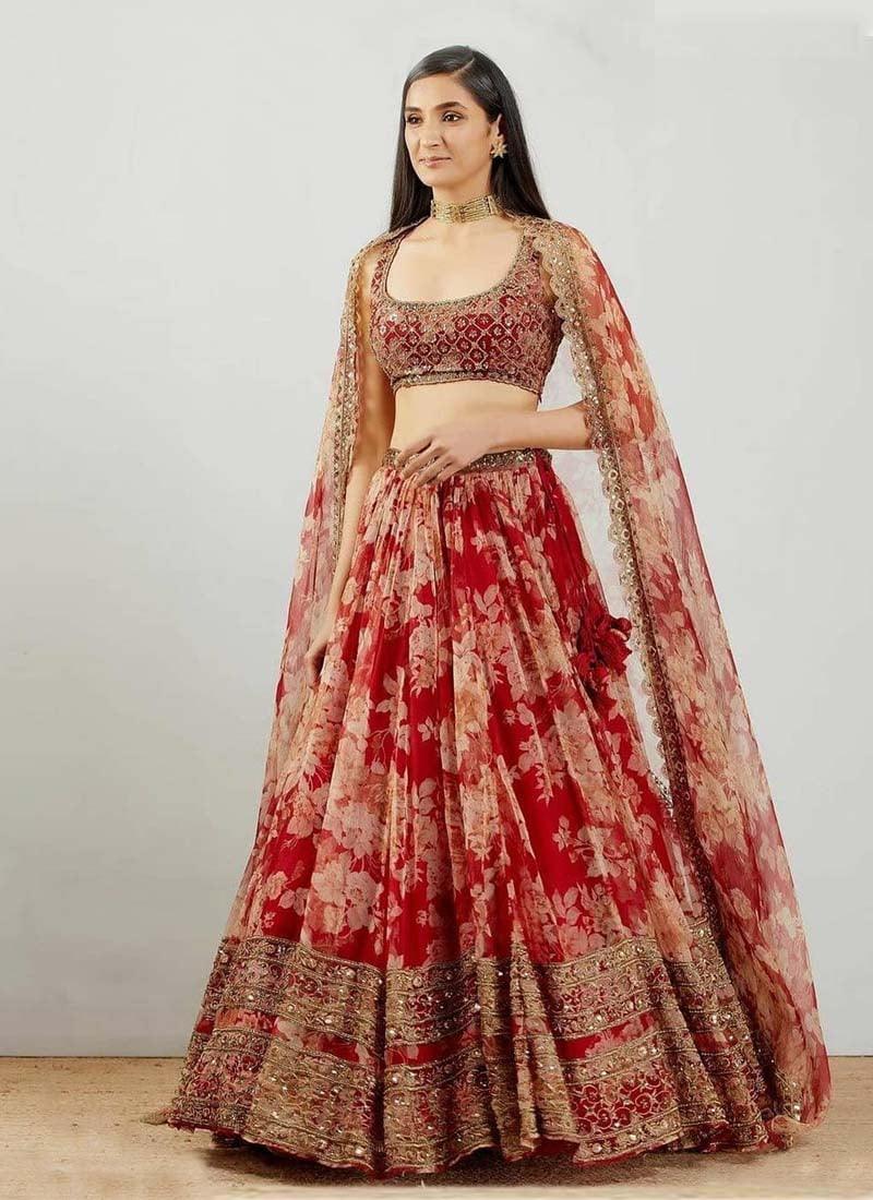 Amazing Look Georgette Fabric Maroon Lehenga Choli Clearance For Nice