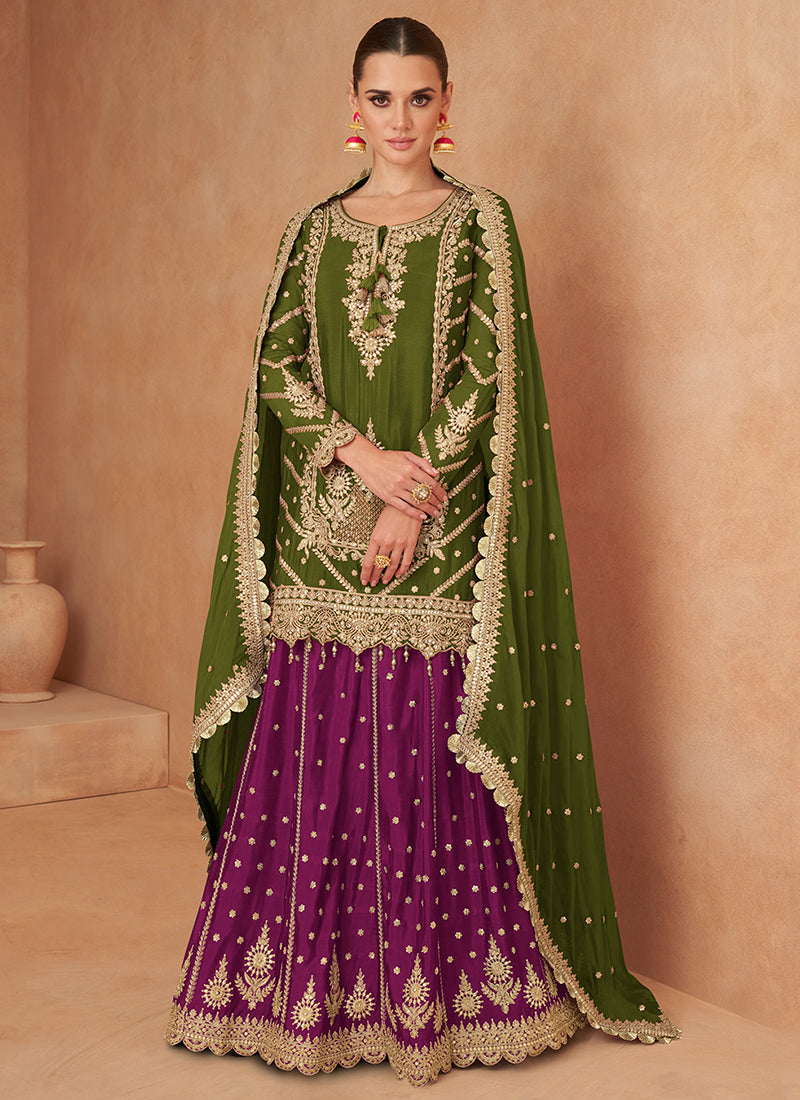 Vibrant and Extraordinary Heavy Embroidered Palazzo Suits Clearance Largest Supplier