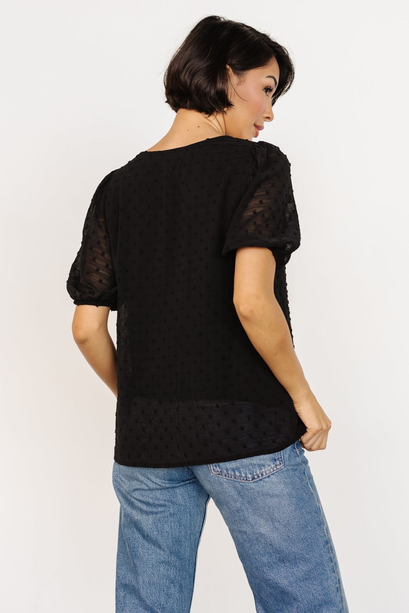 Tawnie Swiss Dot Top | Black Looking For For Sale