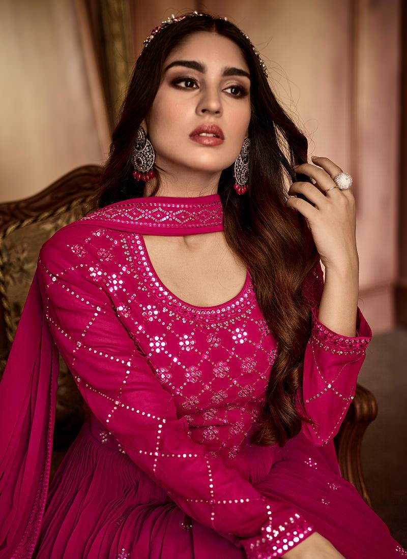 Designer Embroidered Rani Pink Gown Sale Best Seller