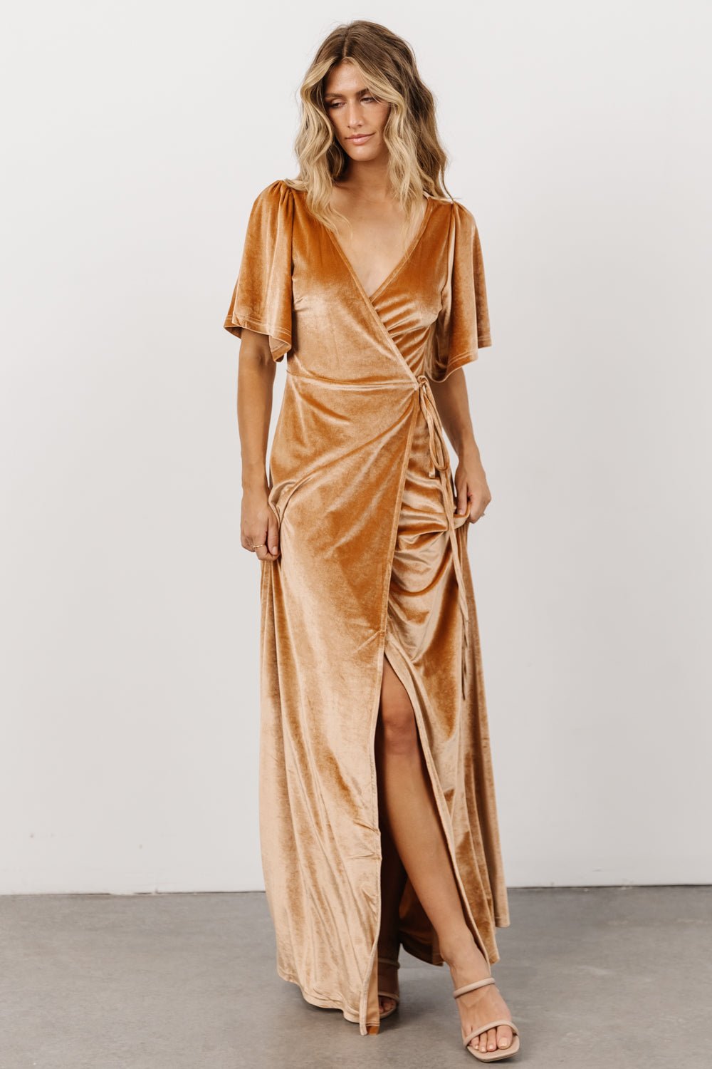 Meghan Velvet Wrap Maxi Dress | Golden Hour Browse For Sale