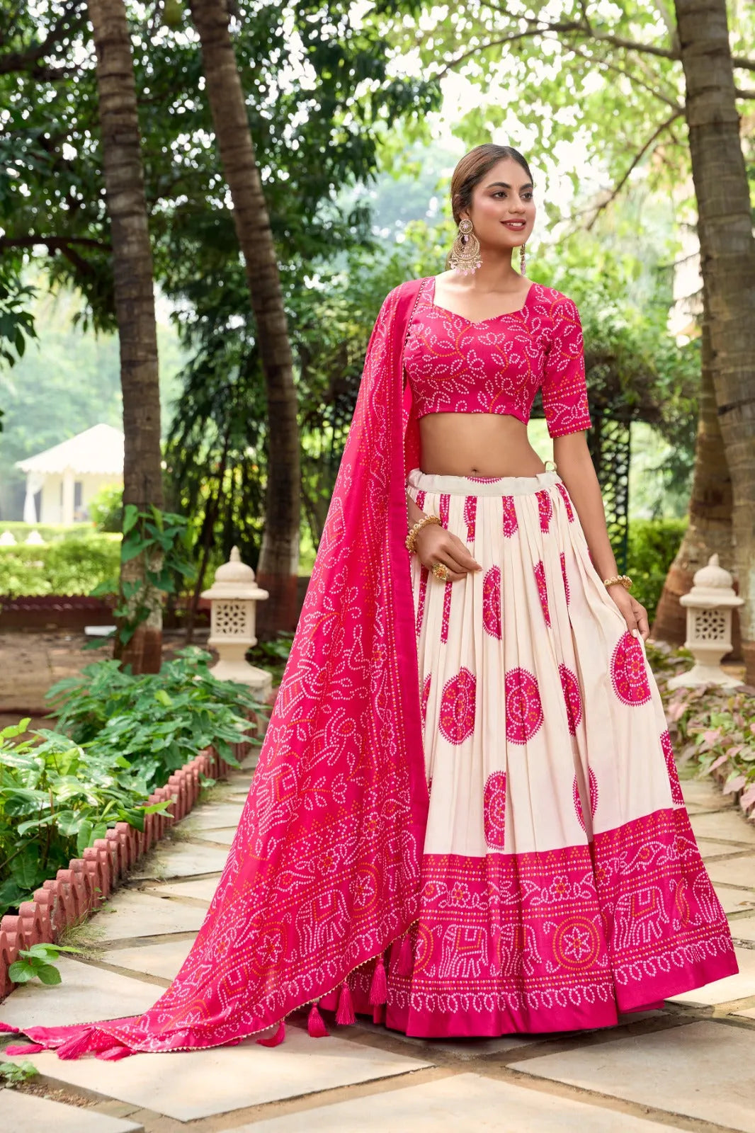 Ravishing Tussar Silk Lehenga Choli  With Bandhej Print Outlet 2025 Unisex