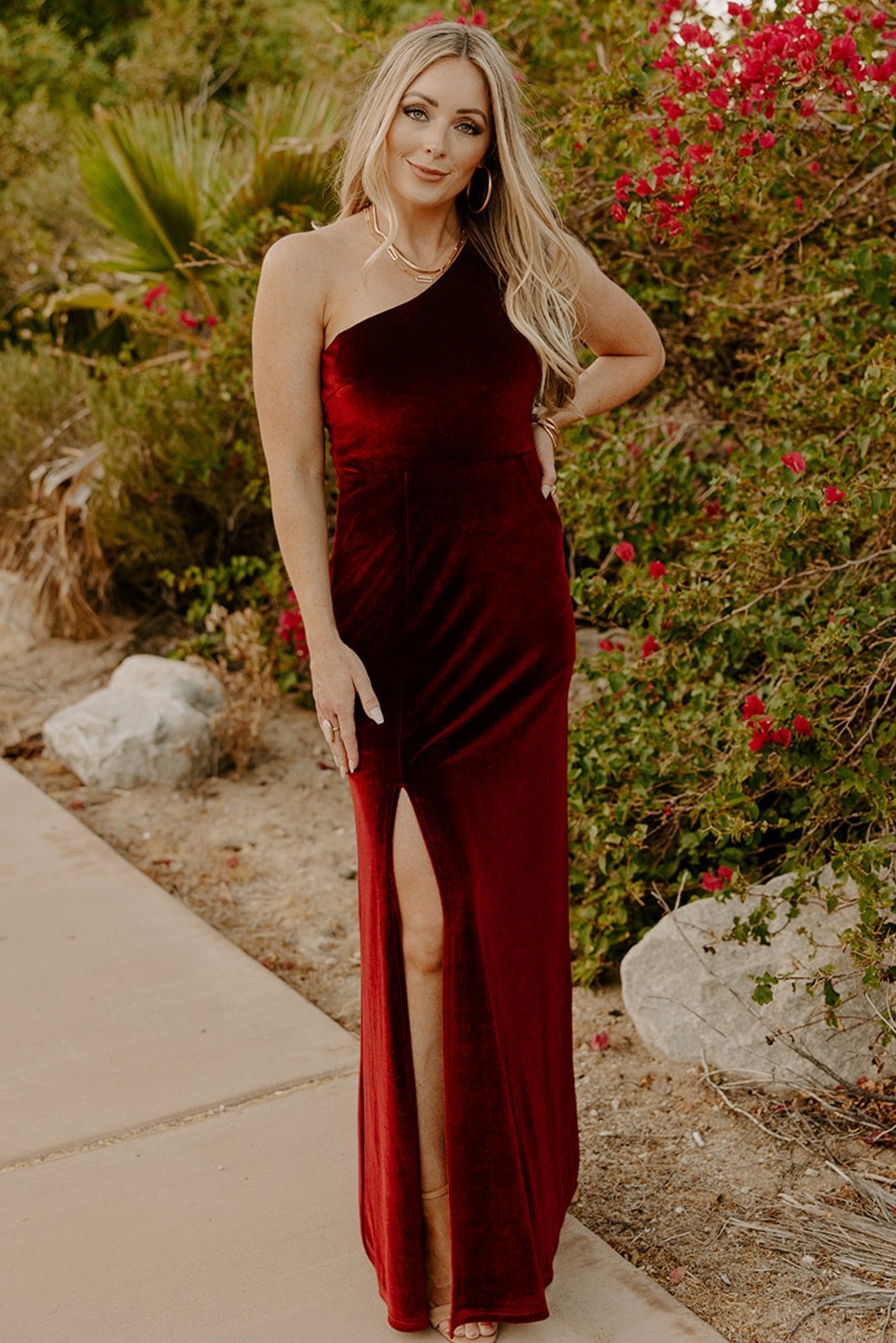 Tatiana Velvet One Shoulder Maxi Dress | Merlot Outlet Deals