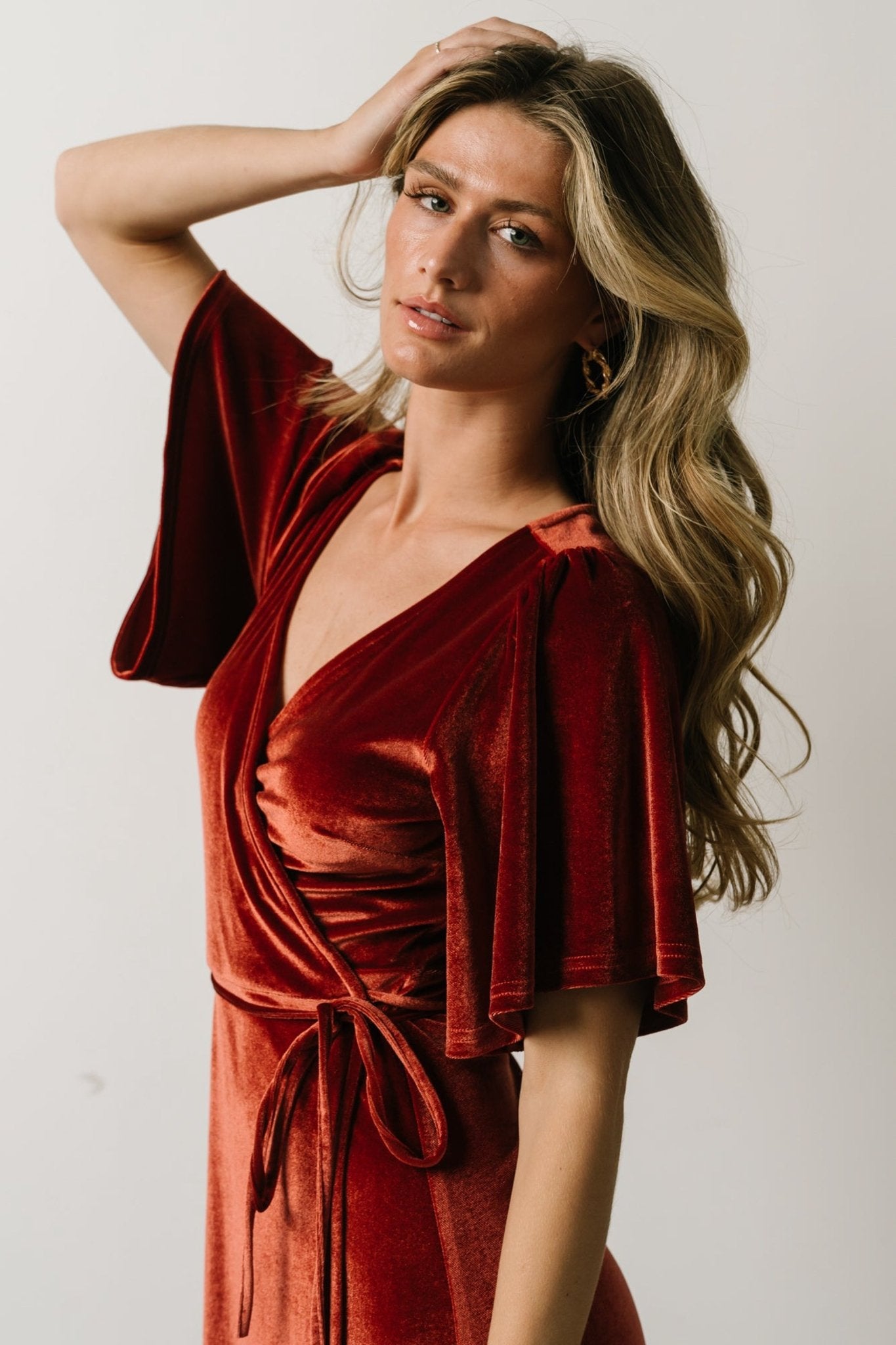 Meghan Velvet Wrap Maxi Dress | Terracotta Free Shipping Reliable