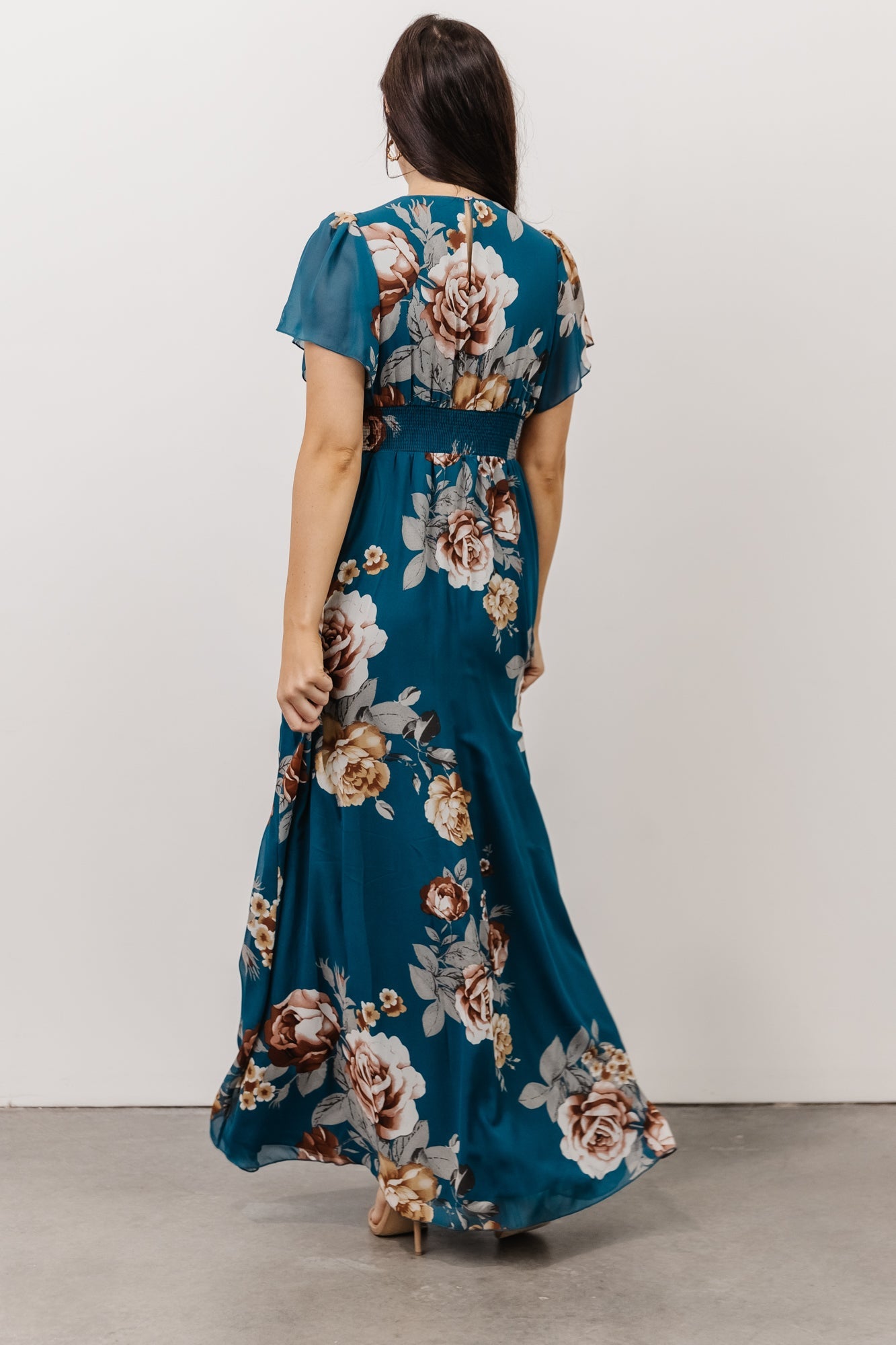 Alexandria Smocked Maxi Dress | Blue Floral Cheap Sale Online