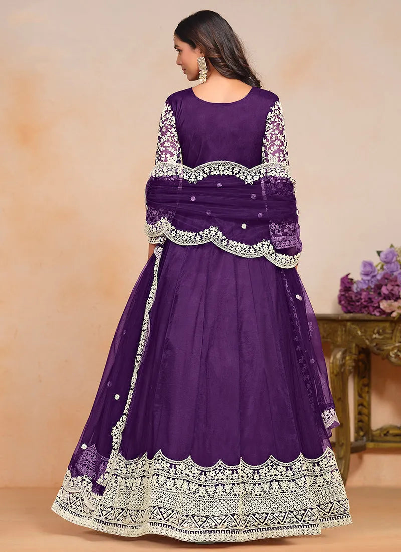 Phenomenal Purple Designer Embroidered Anarkali Gown The Cheapest For Sale