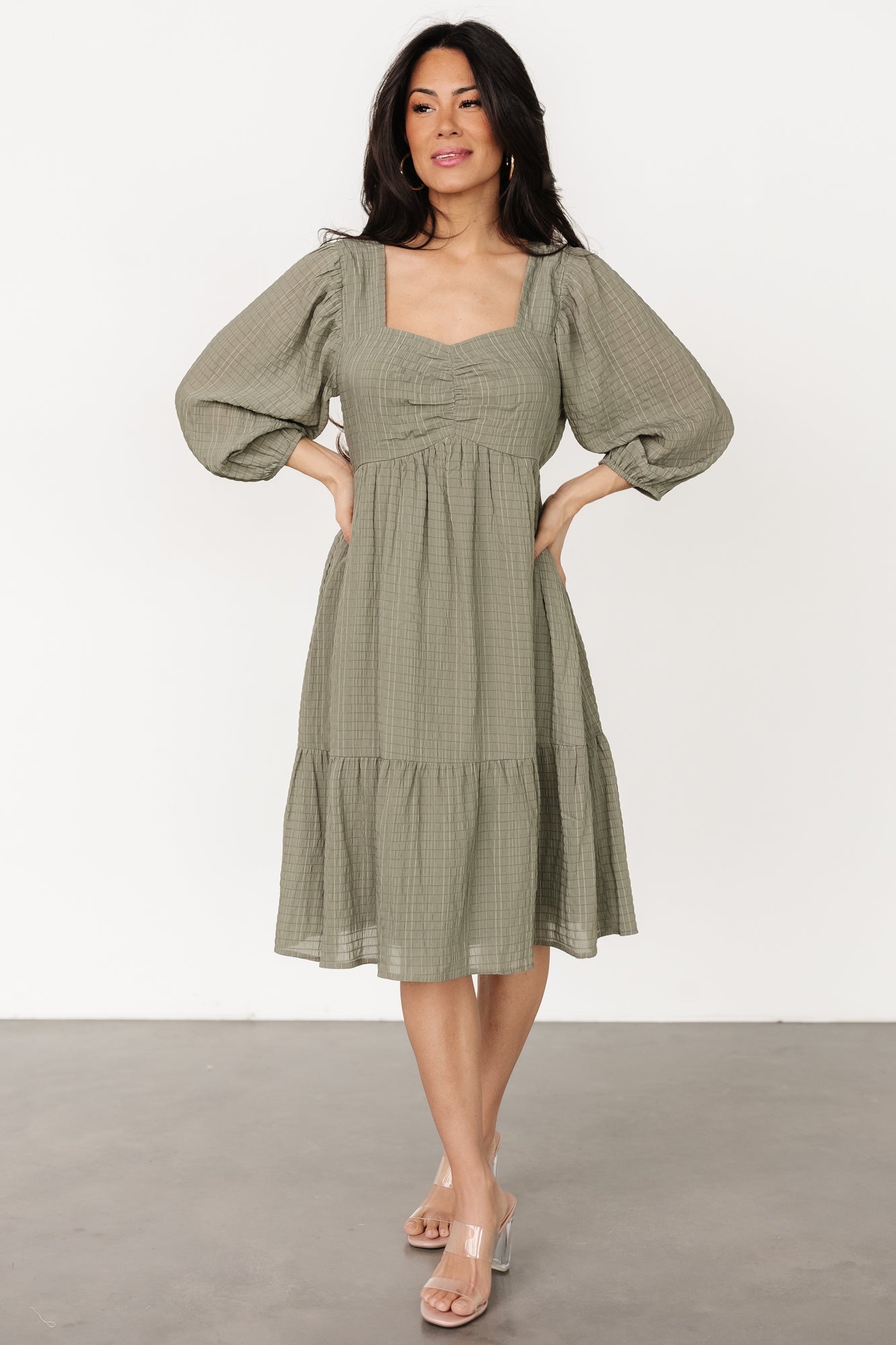 Vaeda Midi Dress | Olive Quality Free Shipping Low Pice