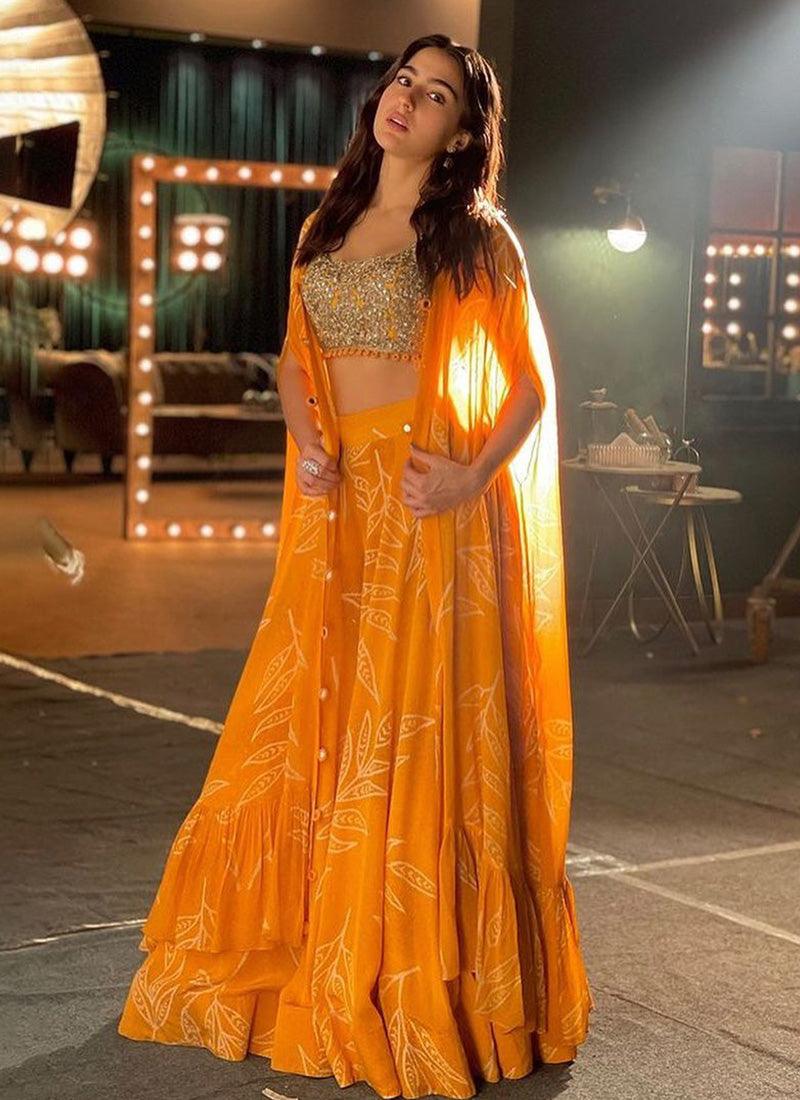 Orange Color Georgette Material Zari Work Lehenga Choli Fashion Style Cheap Online