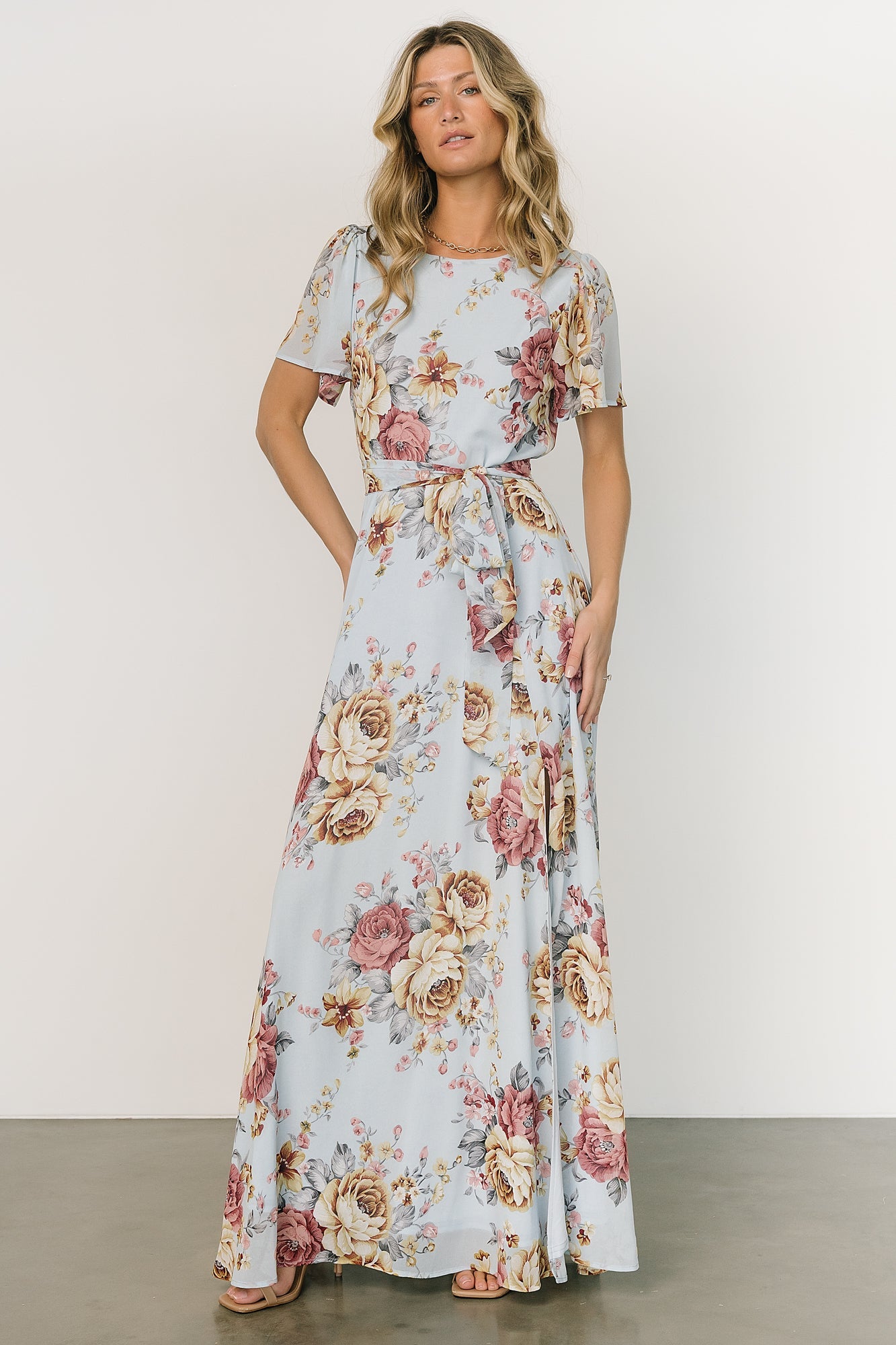 Naomi Short Sleeve Maxi Dress | Blue Multi Floral Latest Collections Cheap Pice